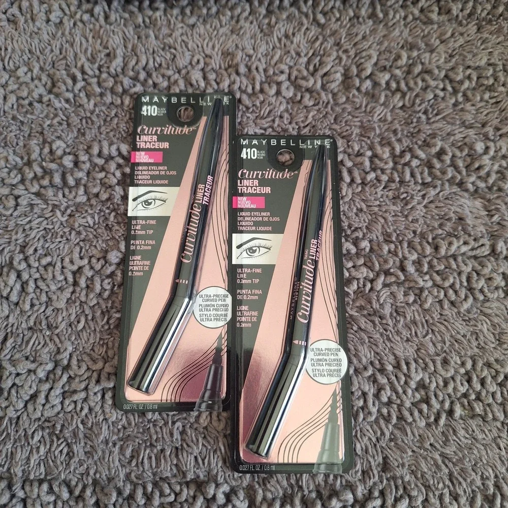 2 PK Maybelline New York Curvitude Liquid Eye Liner Tracer 410 Black Ultra Fine